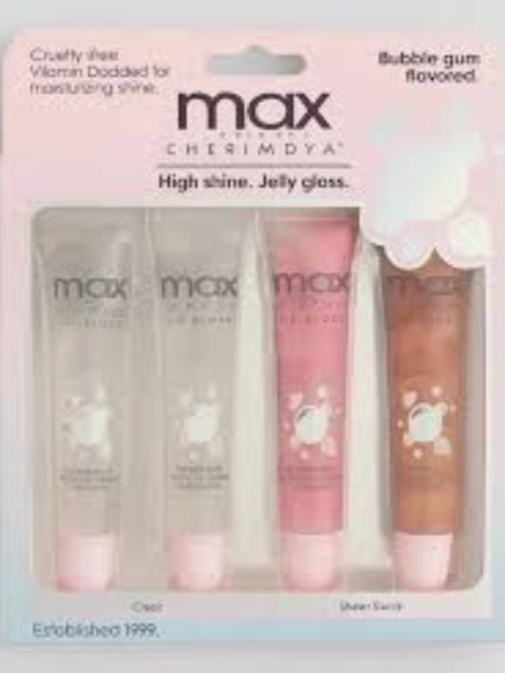 NWT- 4PK Cherimoya Bubble Gum Lipgloss•High Shine (Clear & Sheet Swirls)